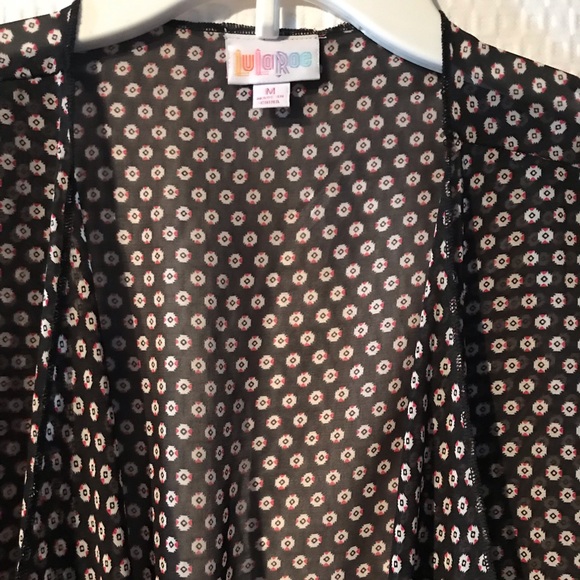 LuLaRoe Black Duster Cardigan Sweater size M black/white/red - Picture 4 of 4